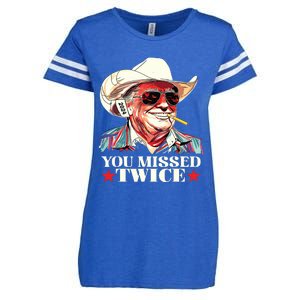 Trump Assassination Attempt Trump 2024 You Missed Twice Enza Ladies Jersey Football T-Shirt