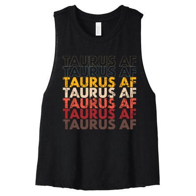 Taurus AF Apparel For Men And Women Funny Zodiac Sign Gift Women's Racerback Cropped Tank