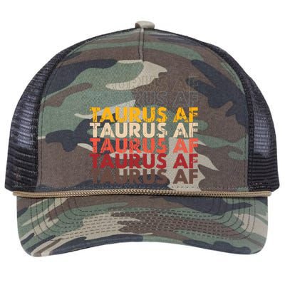 Taurus AF Apparel For Men And Women Funny Zodiac Sign Gift Retro Rope Trucker Hat Cap