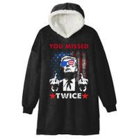 Trump Assassination Attempt Trump 2024 You Missed Twice Hooded Wearable Blanket