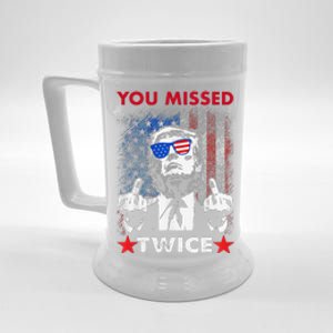 Trump Assassination Attempt Trump 2024 You Missed Twice Beer Stein