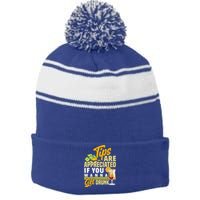 Tips Are Appreciated If You Wanna Get Drunk Barkeeper Funny Gift Stripe Pom Pom Beanie