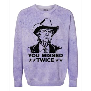 Trump Assassination Attempt Trump 2024 You Missed Twice Colorblast Crewneck Sweatshirt