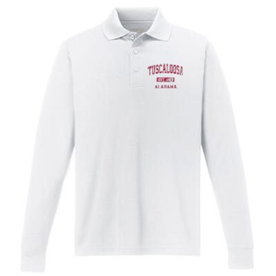 Tuscaloosa Alabama Al Vintage Athletic Sports Design Performance Long Sleeve Polo