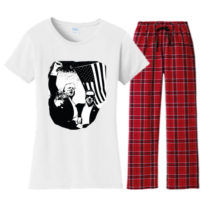 Trump Assassination Attempt Photo 2024 Women's Flannel Pajama Set