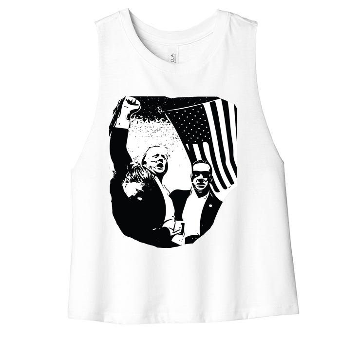 Trump Assassination Attempt Photo 2024 Women's Racerback Cropped Tank