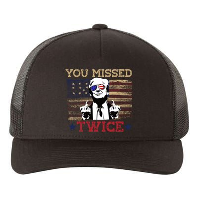 Trump Assassination Attempt American Flag You Missed Twice Yupoong Adult 5-Panel Trucker Hat