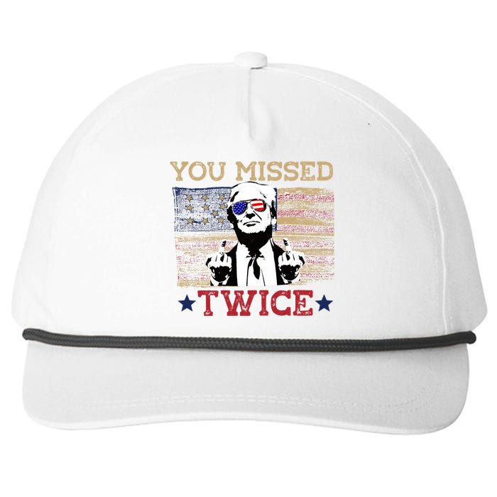 Trump Assassination Attempt American Flag You Missed Twice Snapback Five-Panel Rope Hat