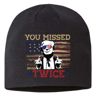 Trump Assassination Attempt American Flag You Missed Twice Sustainable Beanie