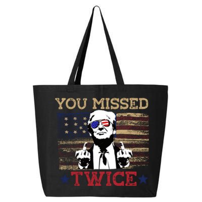 Trump Assassination Attempt American Flag You Missed Twice 25L Jumbo Tote