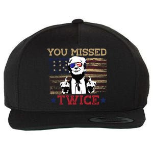 Trump Assassination Attempt American Flag You Missed Twice Wool Snapback Cap