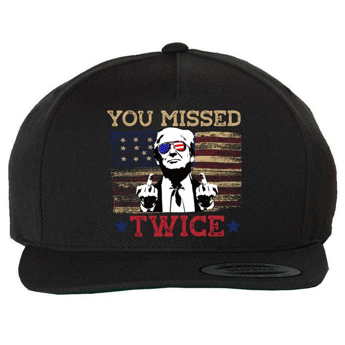 Trump Assassination Attempt American Flag You Missed Twice Wool Snapback Cap