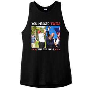 Trump Assassination Attempt Trump 2024 You Missed Twice Ladies PosiCharge Tri-Blend Wicking Tank