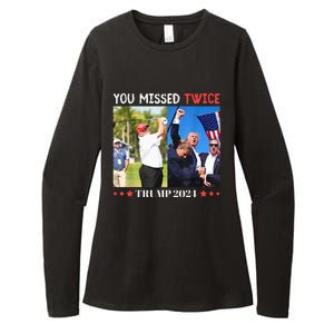 Trump Assassination Attempt Trump 2024 You Missed Twice Womens CVC Long Sleeve Shirt