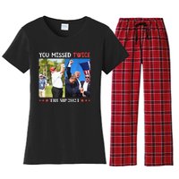 Trump Assassination Attempt Trump 2024 You Missed Twice Women's Flannel Pajama Set