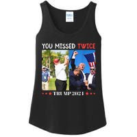 Trump Assassination Attempt Trump 2024 You Missed Twice Ladies Essential Tank