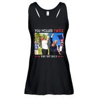 Trump Assassination Attempt Trump 2024 You Missed Twice Ladies Essential Flowy Tank