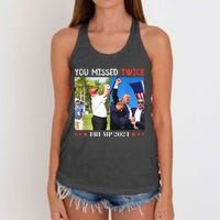 Trump Assassination Attempt Trump 2024 You Missed Twice Women's Knotted Racerback Tank