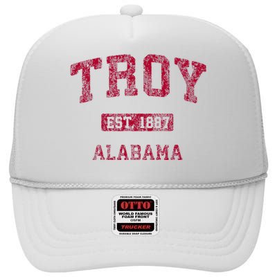 Troy Alabama Al Vintage Athletic Sports Design High Crown Mesh Back Trucker Hat