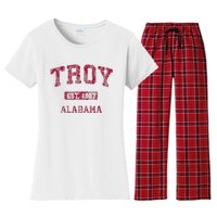 Troy Alabama Al Vintage Athletic Sports Design Women's Flannel Pajama Set