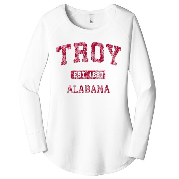 Troy Alabama Al Vintage Athletic Sports Design Women's Perfect Tri Tunic Long Sleeve Shirt