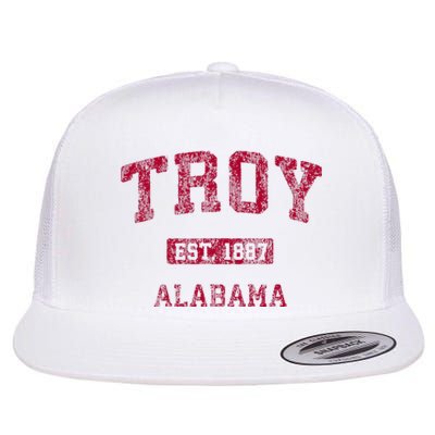 Troy Alabama Al Vintage Athletic Sports Design Flat Bill Trucker Hat