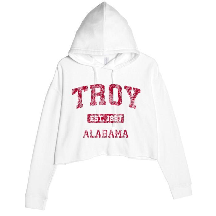 Troy Alabama Al Vintage Athletic Sports Design Crop Fleece Hoodie