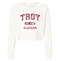 Troy Alabama Al Vintage Athletic Sports Design Cropped Pullover Crew