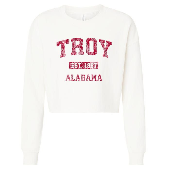 Troy Alabama Al Vintage Athletic Sports Design Cropped Pullover Crew