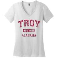 Troy Alabama Al Vintage Athletic Sports Design Women's V-Neck T-Shirt