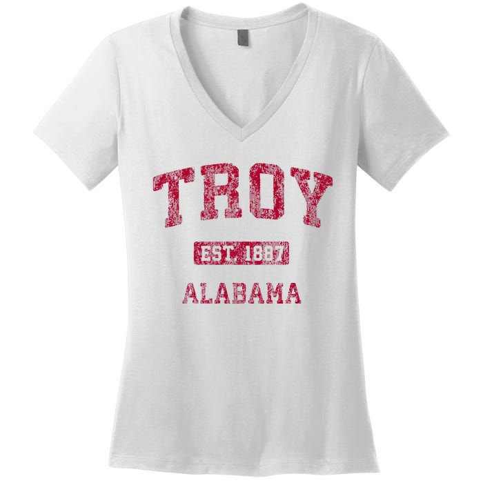 Troy Alabama Al Vintage Athletic Sports Design Women's V-Neck T-Shirt