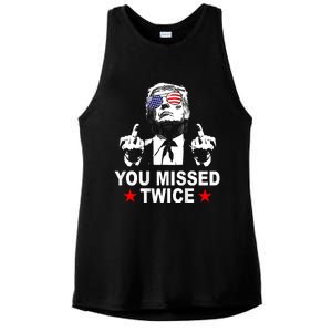 Trump Assassination Attempt Trump 2024 You Missed Twice Ladies PosiCharge Tri-Blend Wicking Tank