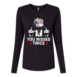 Trump Assassination Attempt Trump 2024 You Missed Twice Womens Cotton Relaxed Long Sleeve T-Shirt