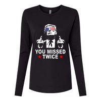 Trump Assassination Attempt Trump 2024 You Missed Twice Womens Cotton Relaxed Long Sleeve T-Shirt