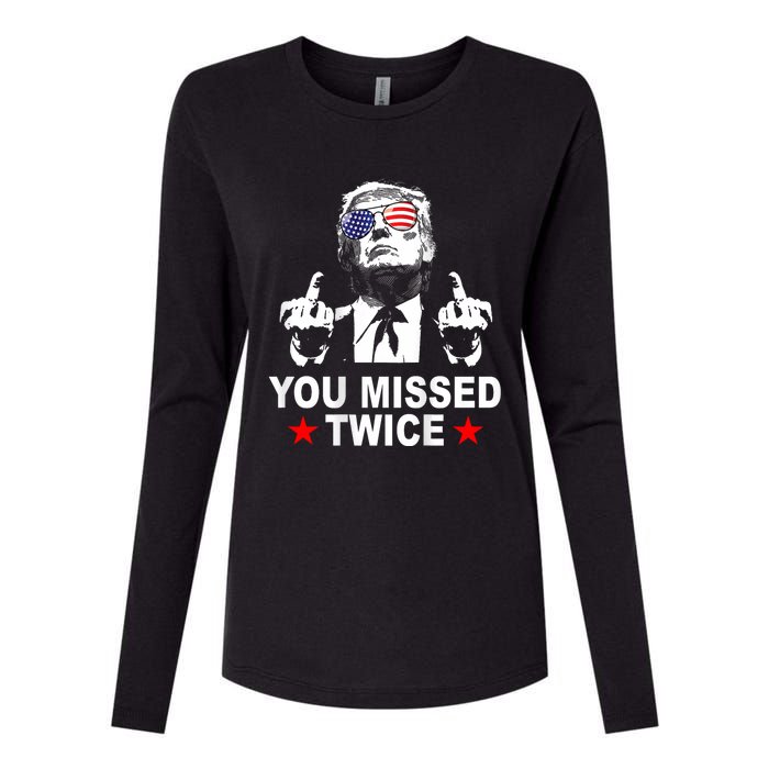 Trump Assassination Attempt Trump 2024 You Missed Twice Womens Cotton Relaxed Long Sleeve T-Shirt