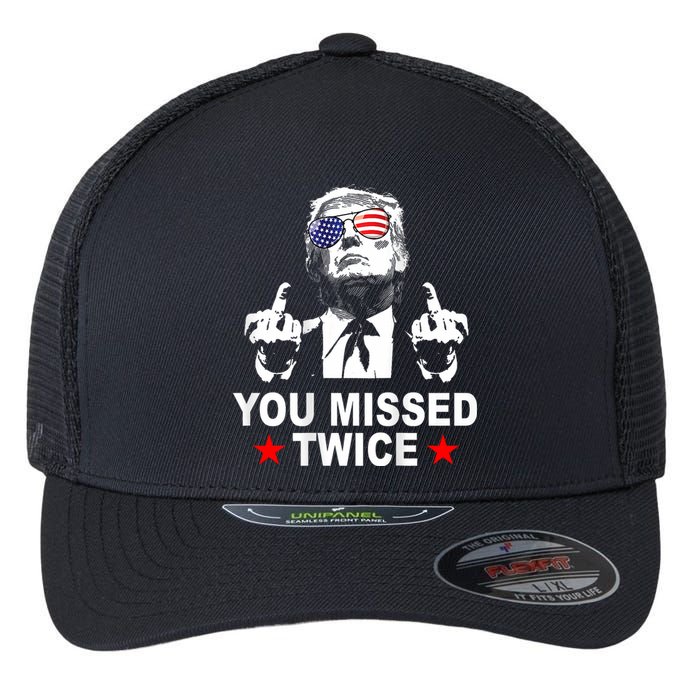 Trump Assassination Attempt Trump 2024 You Missed Twice Flexfit Unipanel Trucker Cap