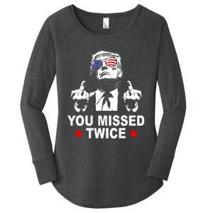 Trump Assassination Attempt Trump 2024 You Missed Twice Women's Perfect Tri Tunic Long Sleeve Shirt