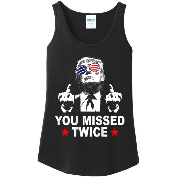 Trump Assassination Attempt Trump 2024 You Missed Twice Ladies Essential Tank