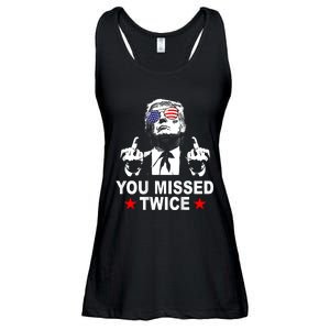 Trump Assassination Attempt Trump 2024 You Missed Twice Ladies Essential Flowy Tank