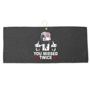 Trump Assassination Attempt Trump 2024 You Missed Twice Large Microfiber Waffle Golf Towel