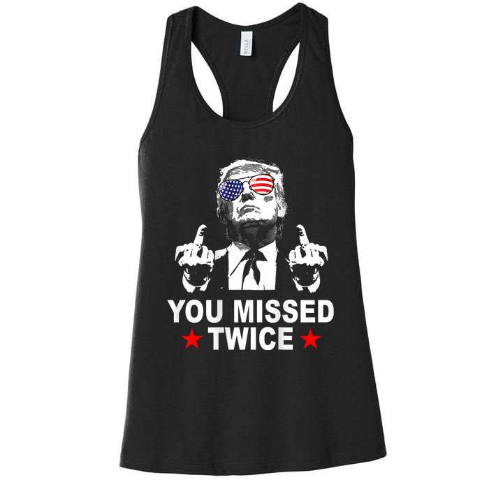 Trump Assassination Attempt Trump 2024 You Missed Twice Women's Racerback Tank