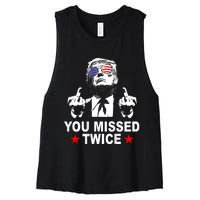 Trump Assassination Attempt Trump 2024 You Missed Twice Women's Racerback Cropped Tank