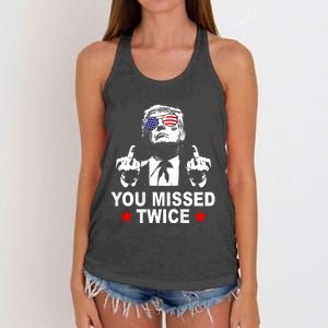 Trump Assassination Attempt Trump 2024 You Missed Twice Women's Knotted Racerback Tank