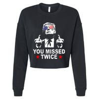 Trump Assassination Attempt Trump 2024 You Missed Twice Cropped Pullover Crew