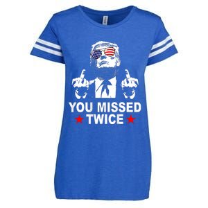 Trump Assassination Attempt Trump 2024 You Missed Twice Enza Ladies Jersey Football T-Shirt