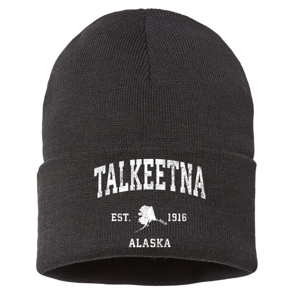Talkeetna Alaska Ak Vintage Athletic Sports Sustainable Knit Beanie