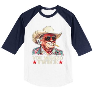 Trump Assassination Attempt Trump 2024 You Missed Twice Gift Baseball Sleeve Shirt