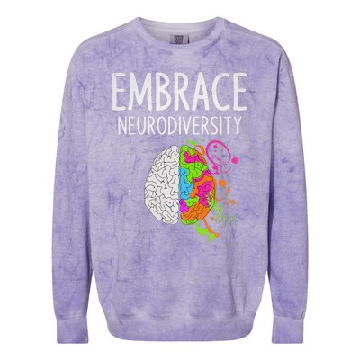 Teacher April Autism Awareness Embrace Neurodiversity Brain Colorblast Crewneck Sweatshirt