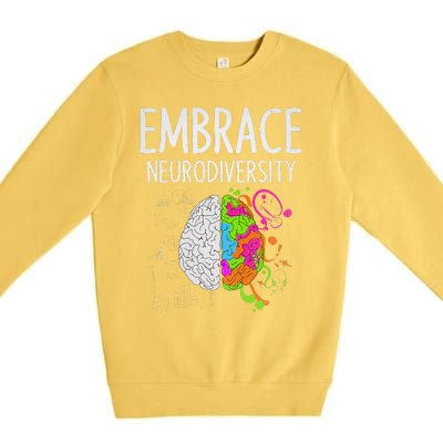 Teacher April Autism Awareness Embrace Neurodiversity Brain Premium Crewneck Sweatshirt