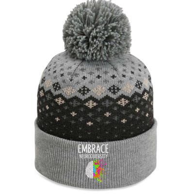 Teacher April Autism Awareness Embrace Neurodiversity Brain The Baniff Cuffed Pom Beanie